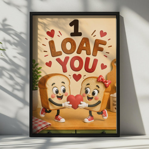 1 Loaf You Bread Pun Poster, Whimsical Kitchen Wall Art, Food Humor Print
