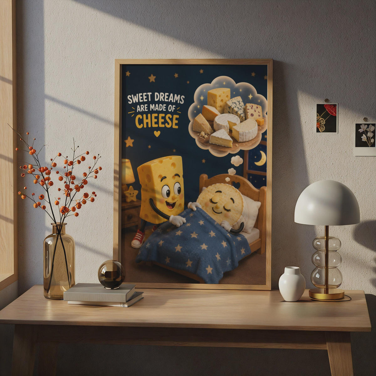 Sweet Dreams Are Made of Cheese Poster, Funny Food Quote, Cheese Lover Wall Art
