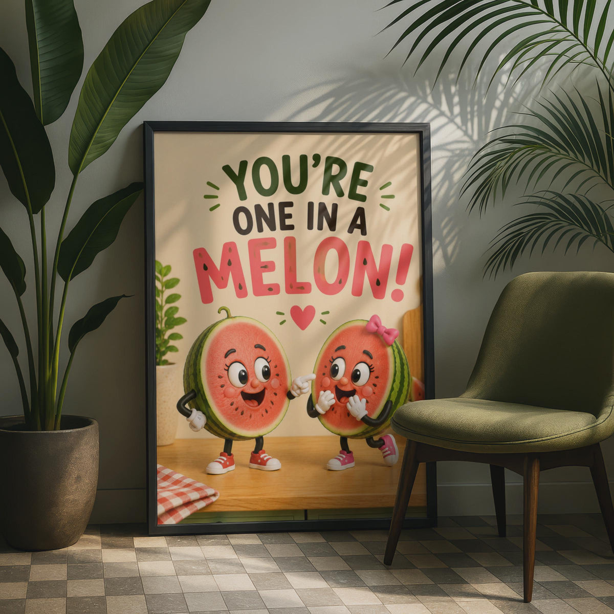Watermelon Pun Poster, Funny Fruit Wall Art, Kitchen Decor Print