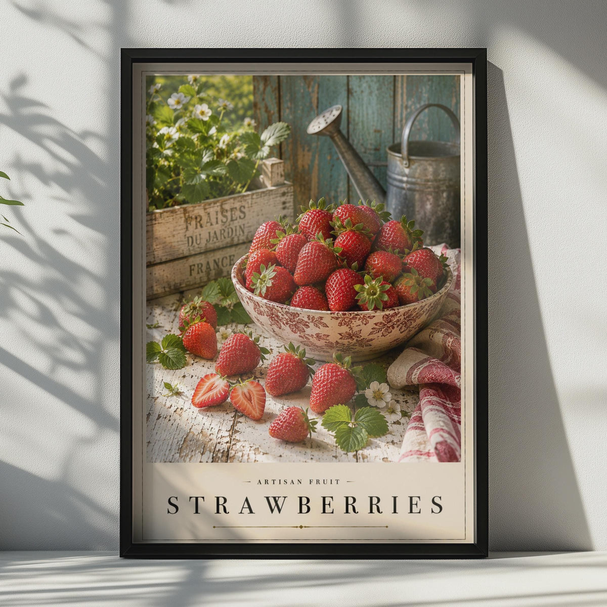 Strawberry Kitchen Poster, Artisan Fruit Rustic French Country Wall Art, Cottage Home Decor
