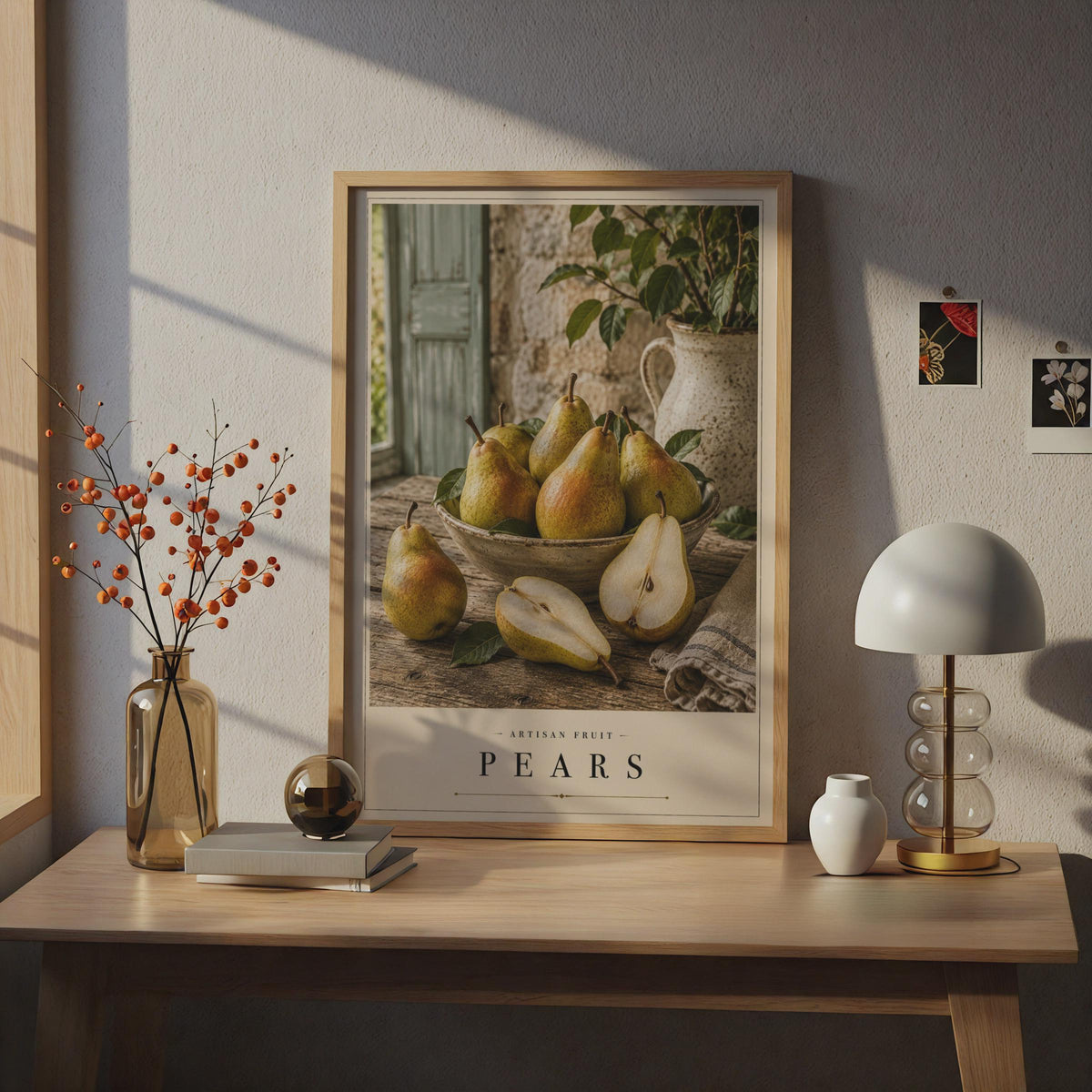 Pears Artisan Fruit Poster, Rustic Kitchen Wall Art, Farmhouse Food Print, Still Life