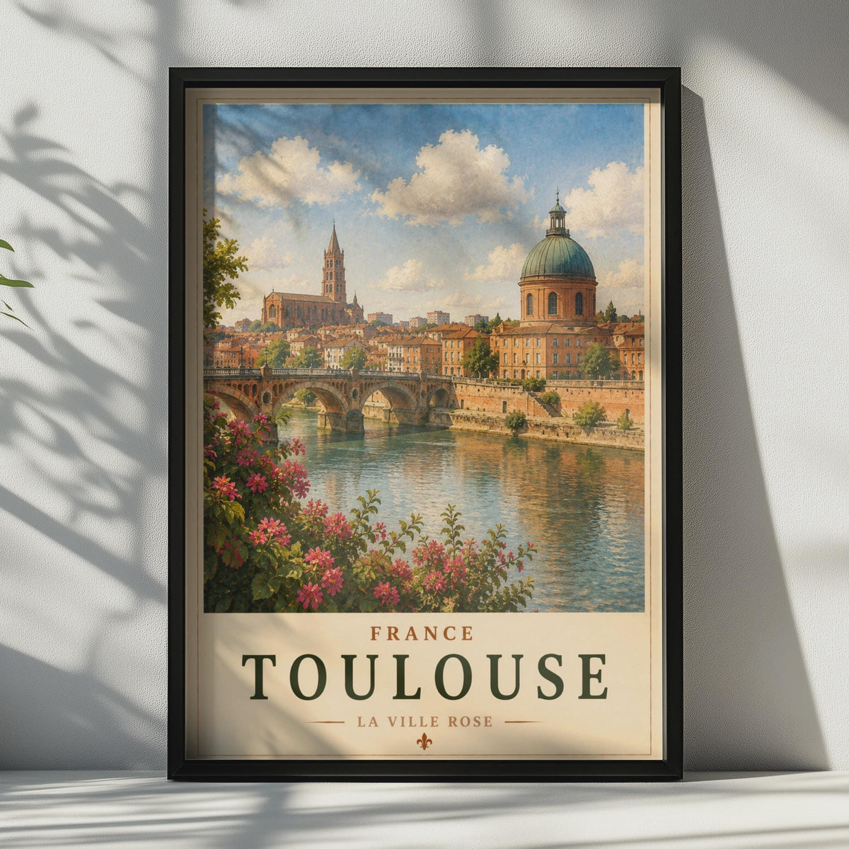 Toulouse France Travel Poster, La Ville Rose Garonne River Vintage Wall Art