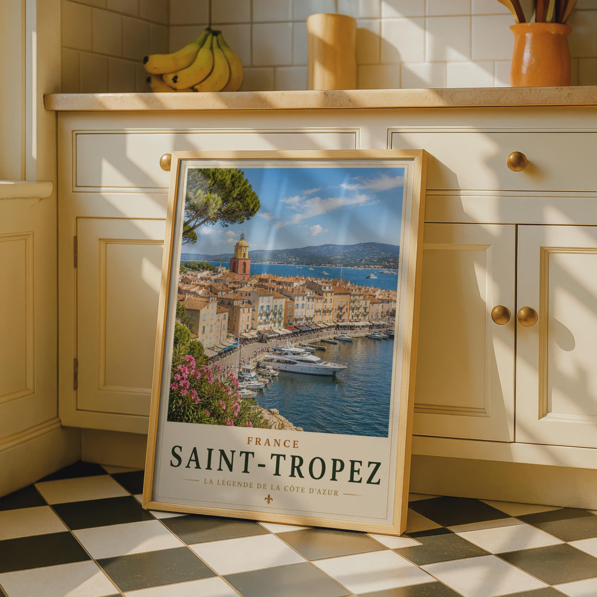 Saint-Tropez France Travel Poster, Cote d'Azur Harbour Wall Art, French Riviera
