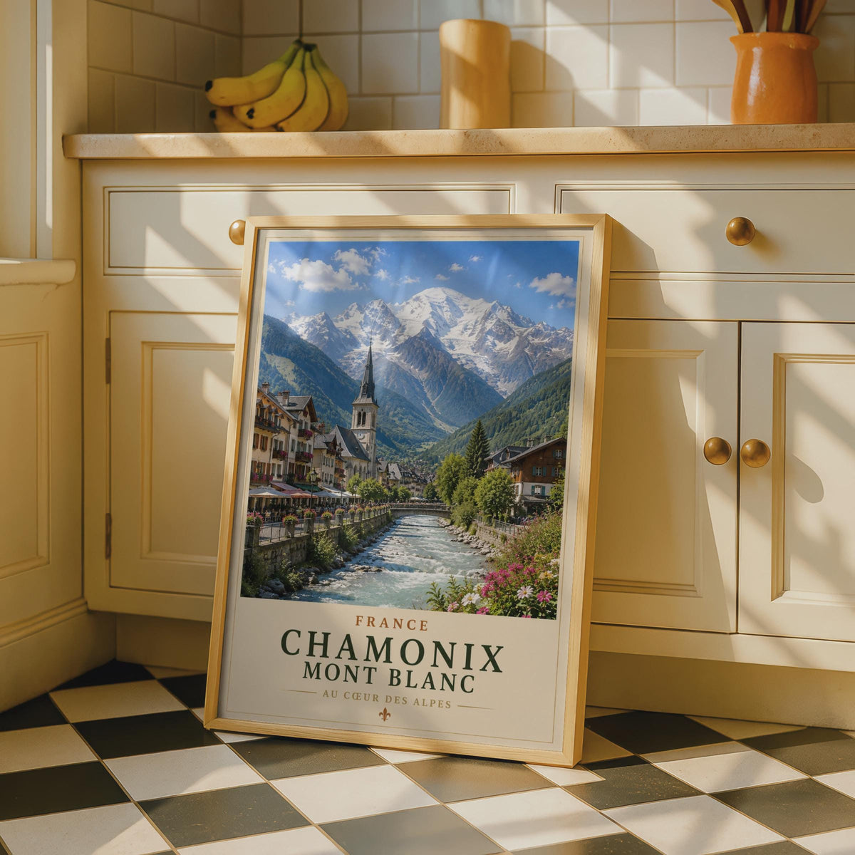 Chamonix Mont Blanc Poster, French Alps Travel Wall Art, France Mountain Print