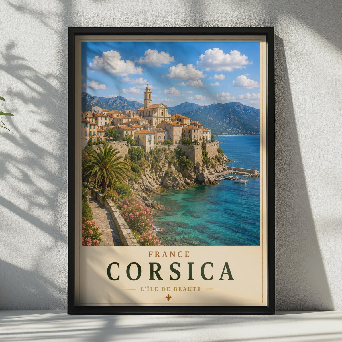 Corsica France Travel Poster, Mediterranean Coastal Wall Art, French Island Print