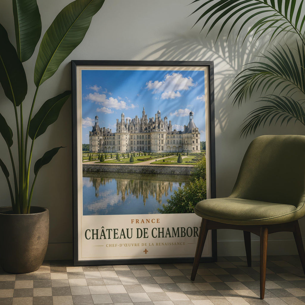 Chateau de Chambord France Travel Poster, Loire Valley French Castle Wall Art