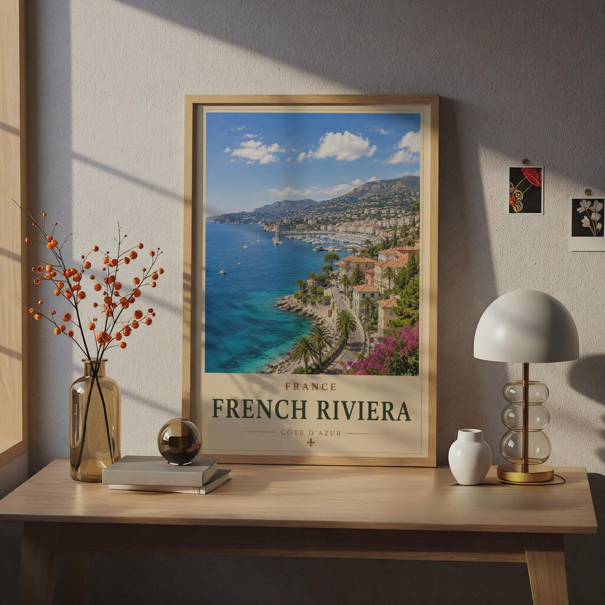 French Riviera Travel Poster, Cote d'Azur France Wall Art, Mediterranean Coast Print