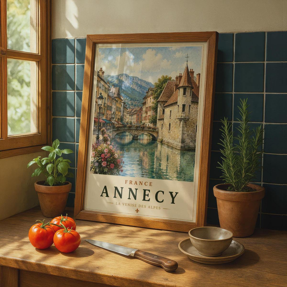 Annecy France Travel Poster, La Venise des Alpes, French Alps Wall Art Print