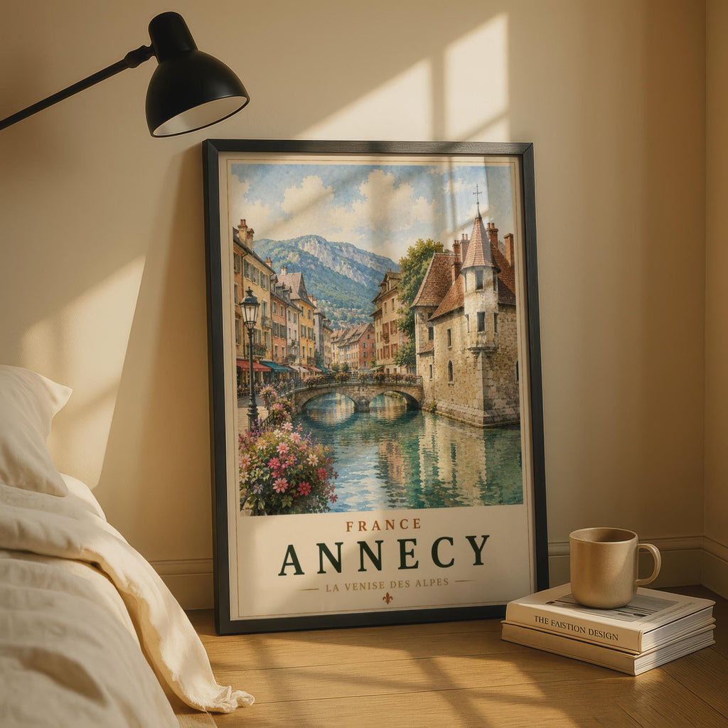 Annecy France Travel Poster, La Venise des Alpes, French Alps Wall Art Print