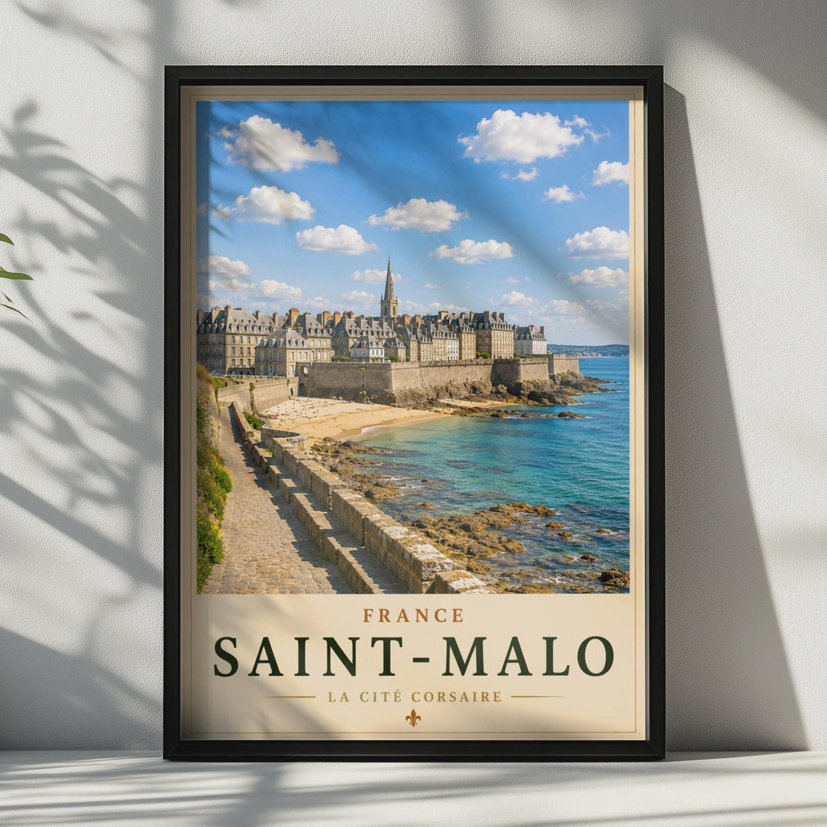 Saint-Malo France Travel Poster, Brittany Walled City Coastal Wall Art Print