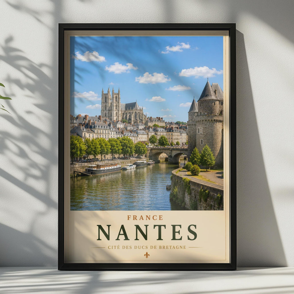 Nantes France Travel Poster, Cite des Ducs de Bretagne, French City Wall Art