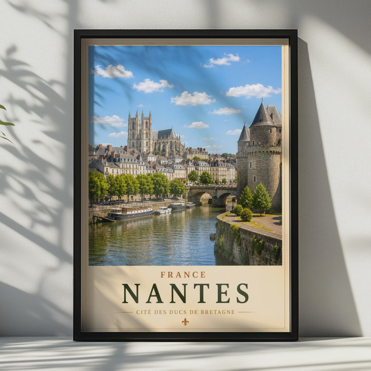 Nantes France Travel Poster, Cite des Ducs de Bretagne, French City Wall Art