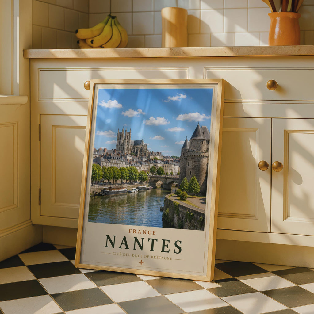 Nantes France Travel Poster, Cite des Ducs de Bretagne, French City Wall Art