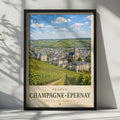 Champagne Epernay France Travel Poster, Vineyard Wall Art, French Wine Region Print