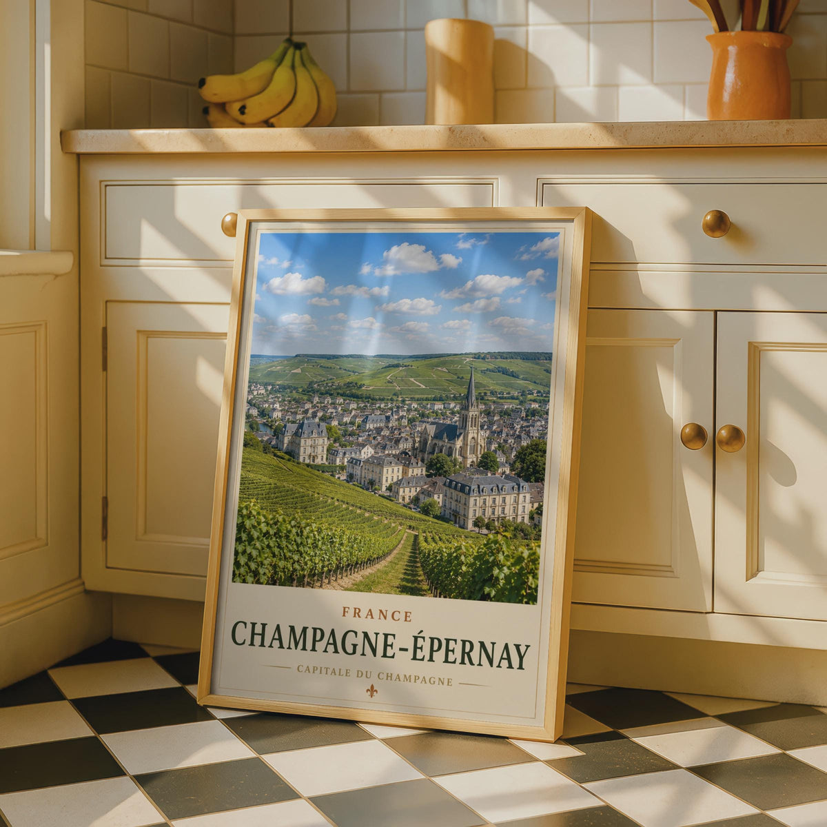 Champagne Epernay France Travel Poster, Vineyard Wall Art, French Wine Region Print