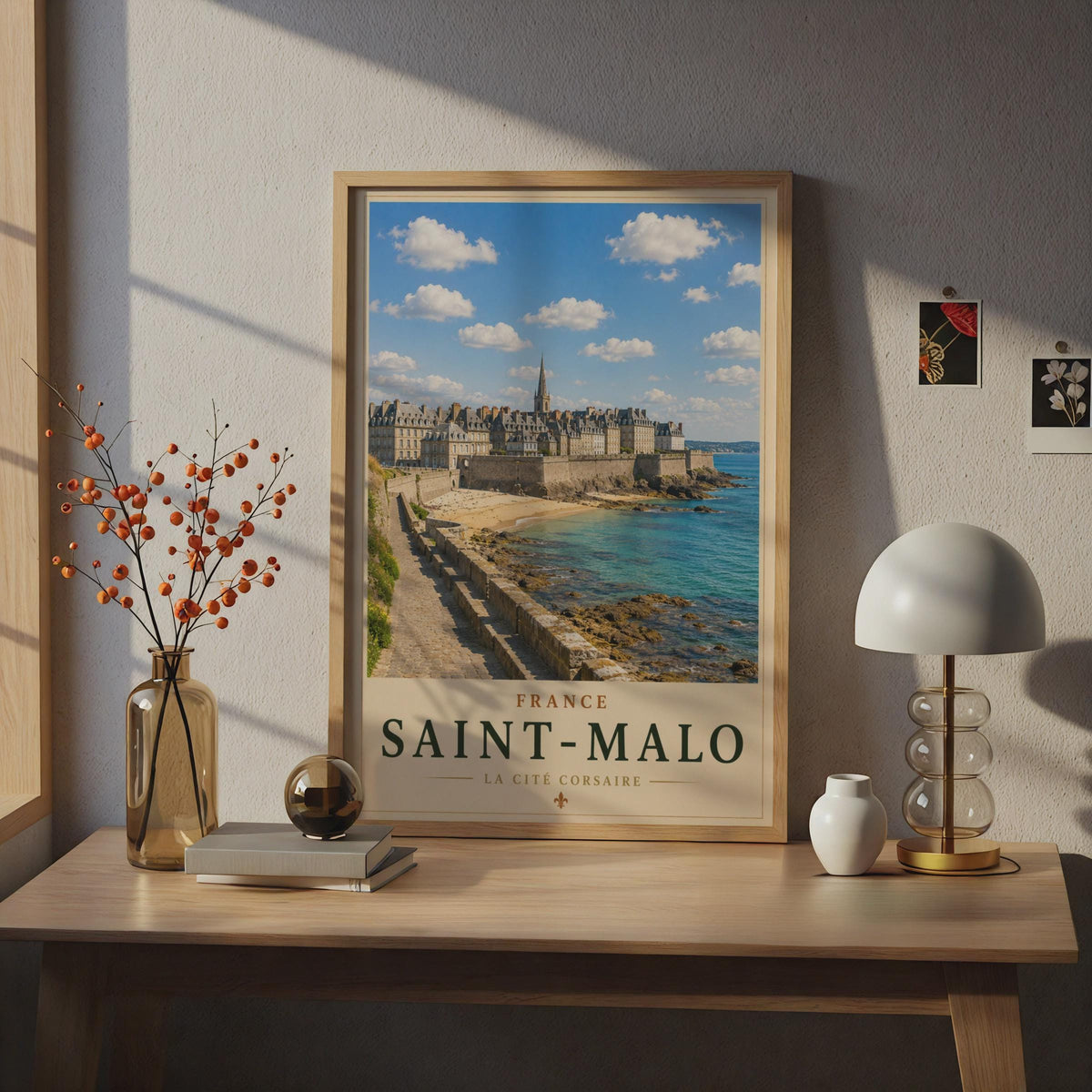 Saint-Malo France Travel Poster, Brittany Walled City Coastal Wall Art Print