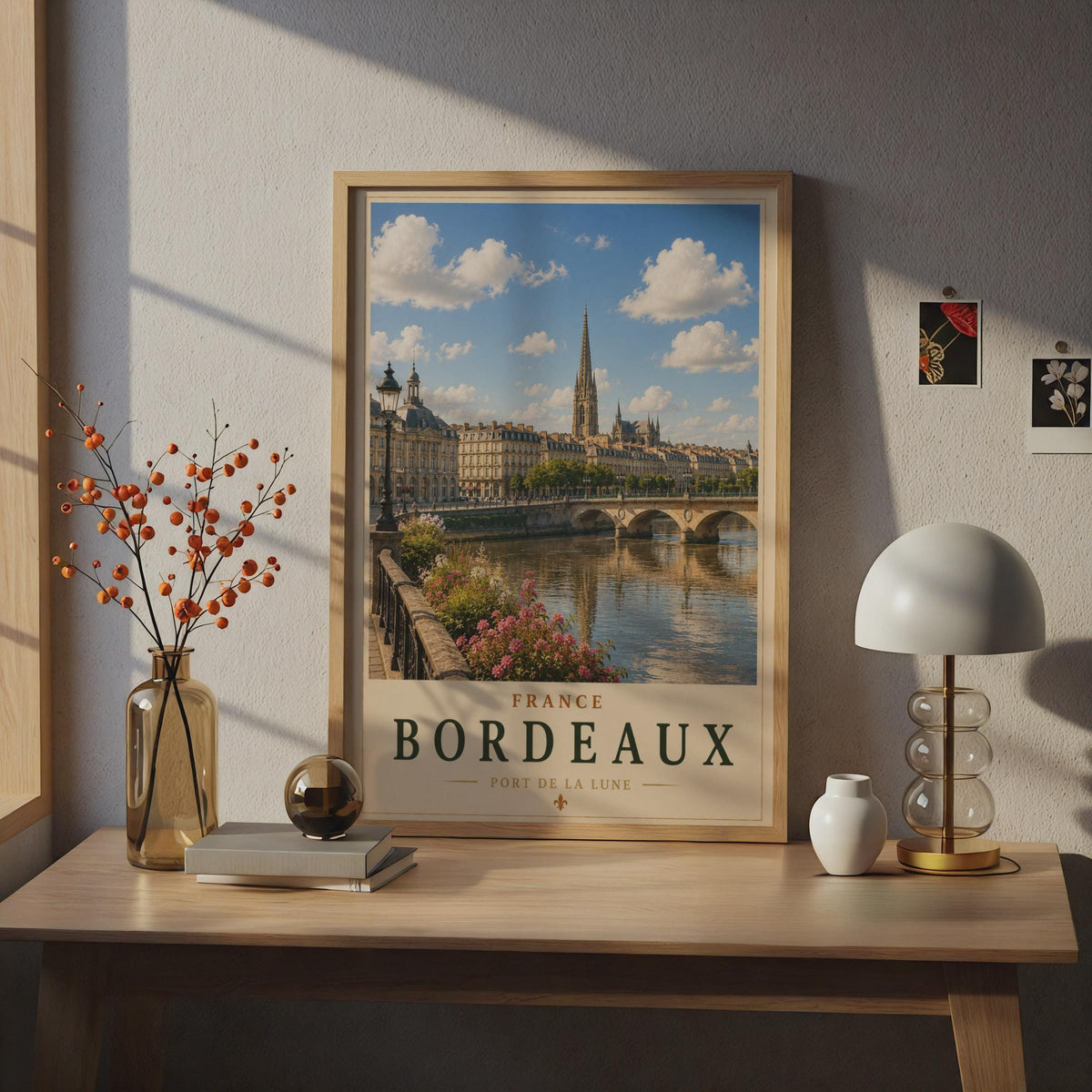 Bordeaux France Travel Poster, Port de la Lune Garonne River Wall Art Print