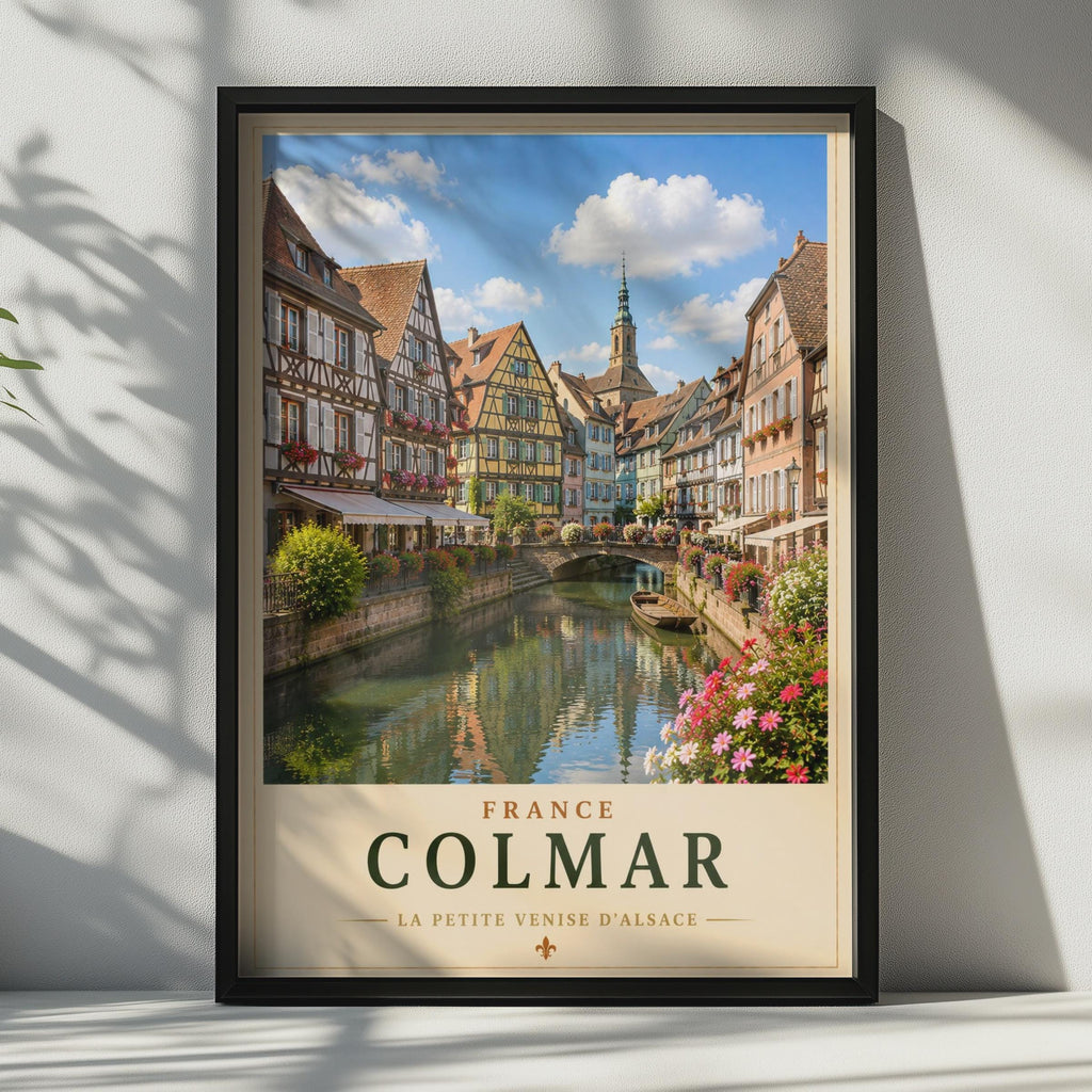 Colmar France Travel Poster, Alsace Canal Wall Art, La Petite Venise, French City Print