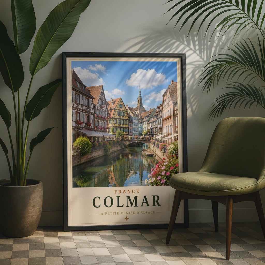 Colmar France Travel Poster, Alsace Canal Wall Art, La Petite Venise, French City Print
