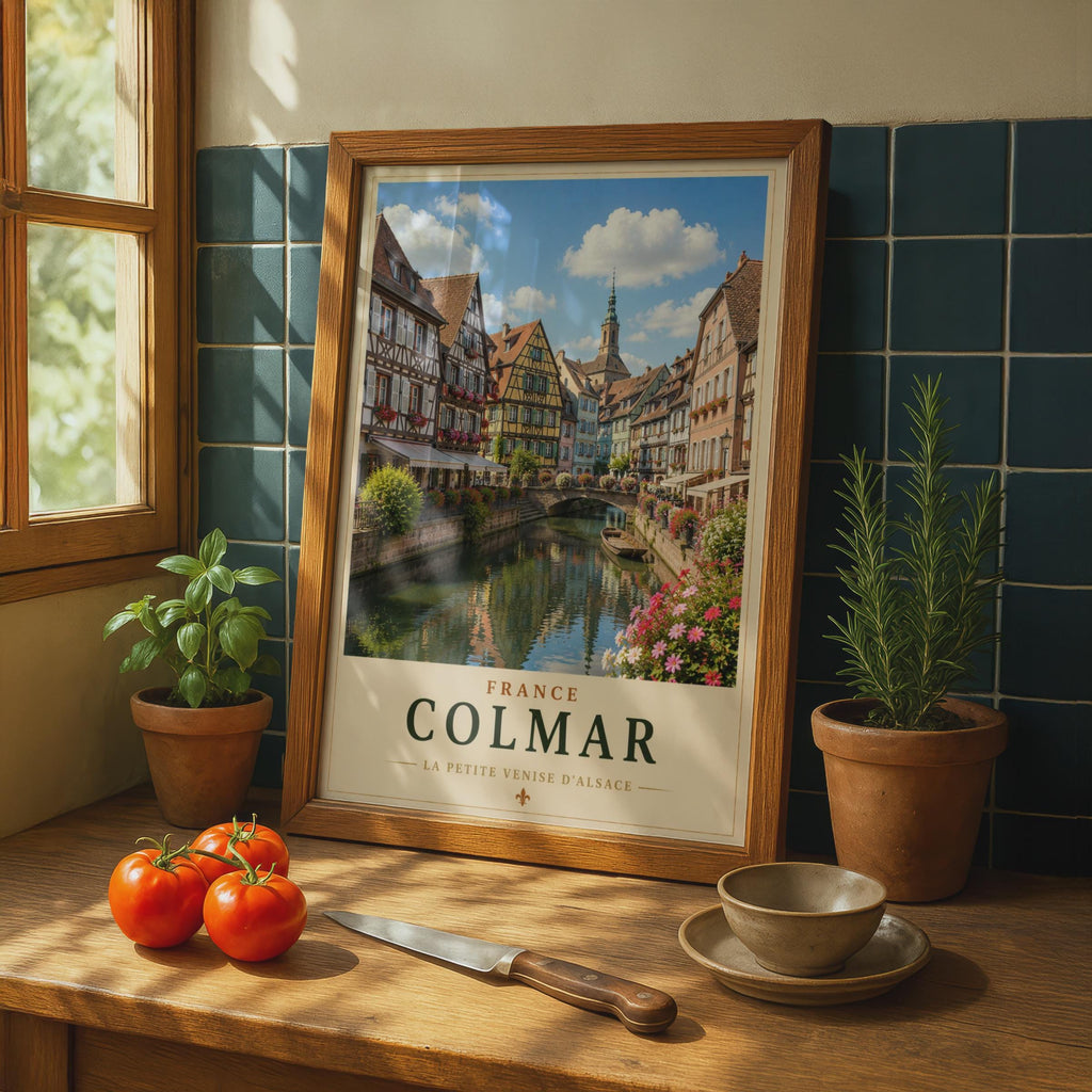 Colmar France Travel Poster, Alsace Canal Wall Art, La Petite Venise, French City Print