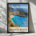 Navagio Beach Greece Travel Poster, Zakynthos Shipwreck Bay, Greek Island Wall Art