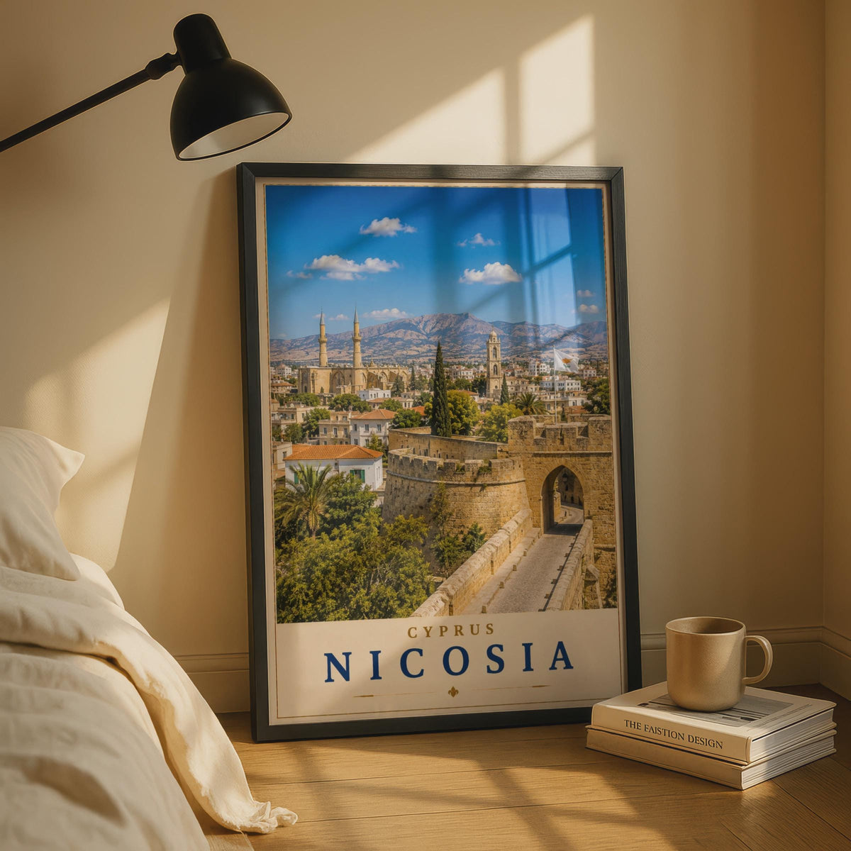 Nicosia Cyprus Travel Poster, Venetian Walls City View, Mediterranean Wall Art Print
