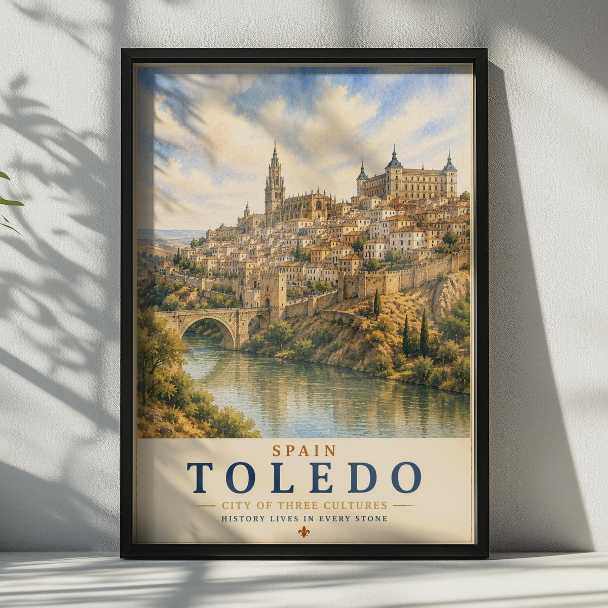 Toledo Spain Travel Poster, Watercolour City Wall Art, Vintage Spanish City Print, Historic Europe