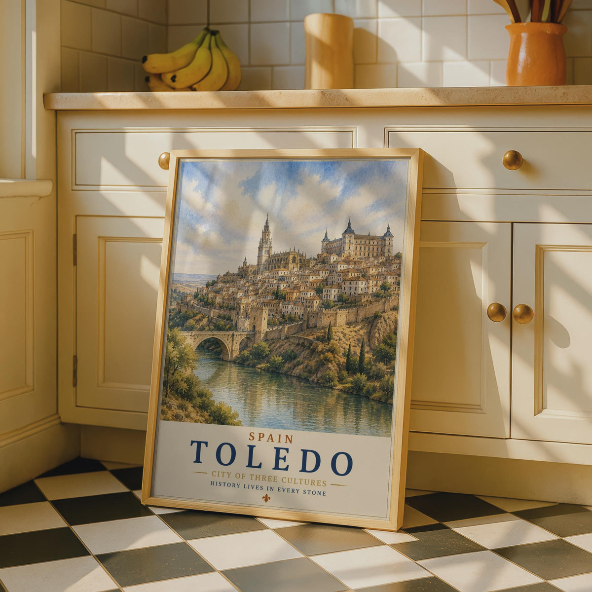 Toledo Spain Travel Poster, Watercolour City Wall Art, Vintage Spanish City Print, Historic Europe