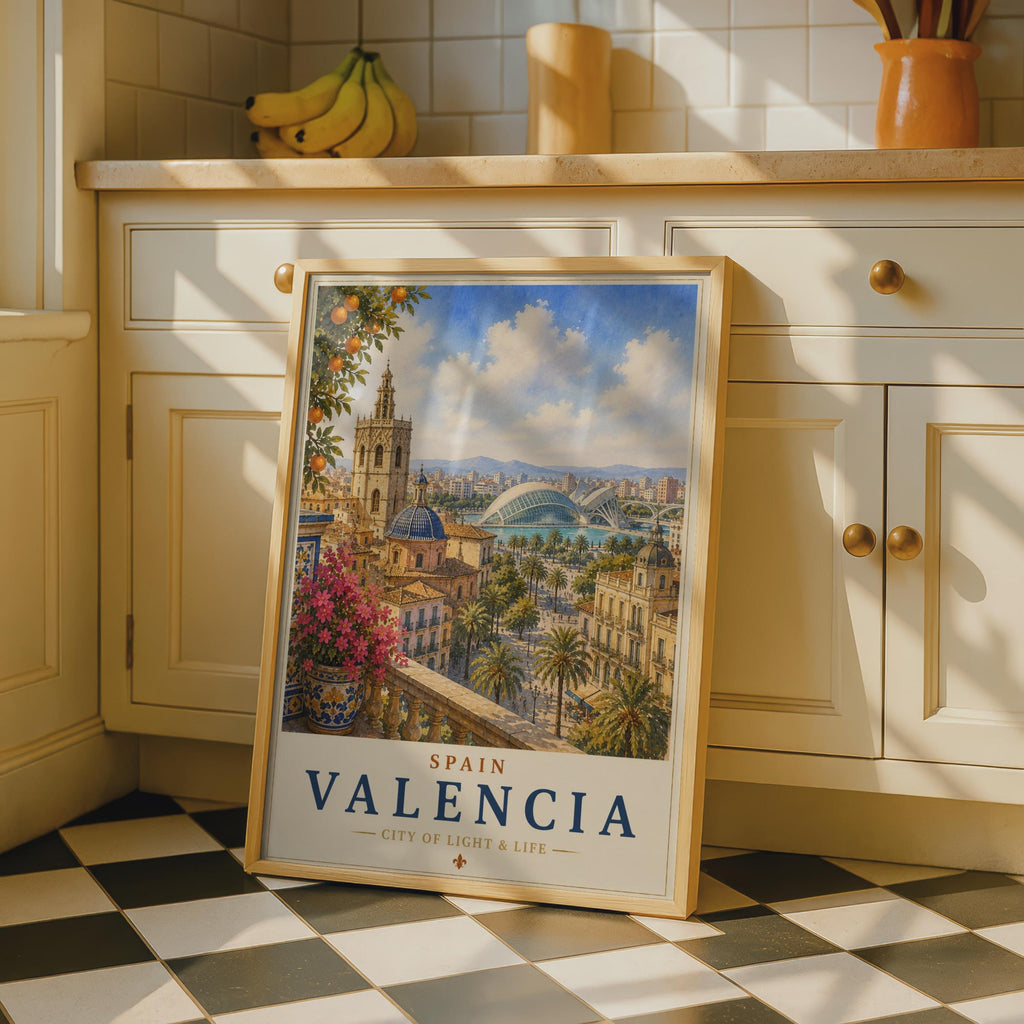 Valencia Spain Travel Poster, City of Arts Sciences Wall Art, Vintage Spanish City Print