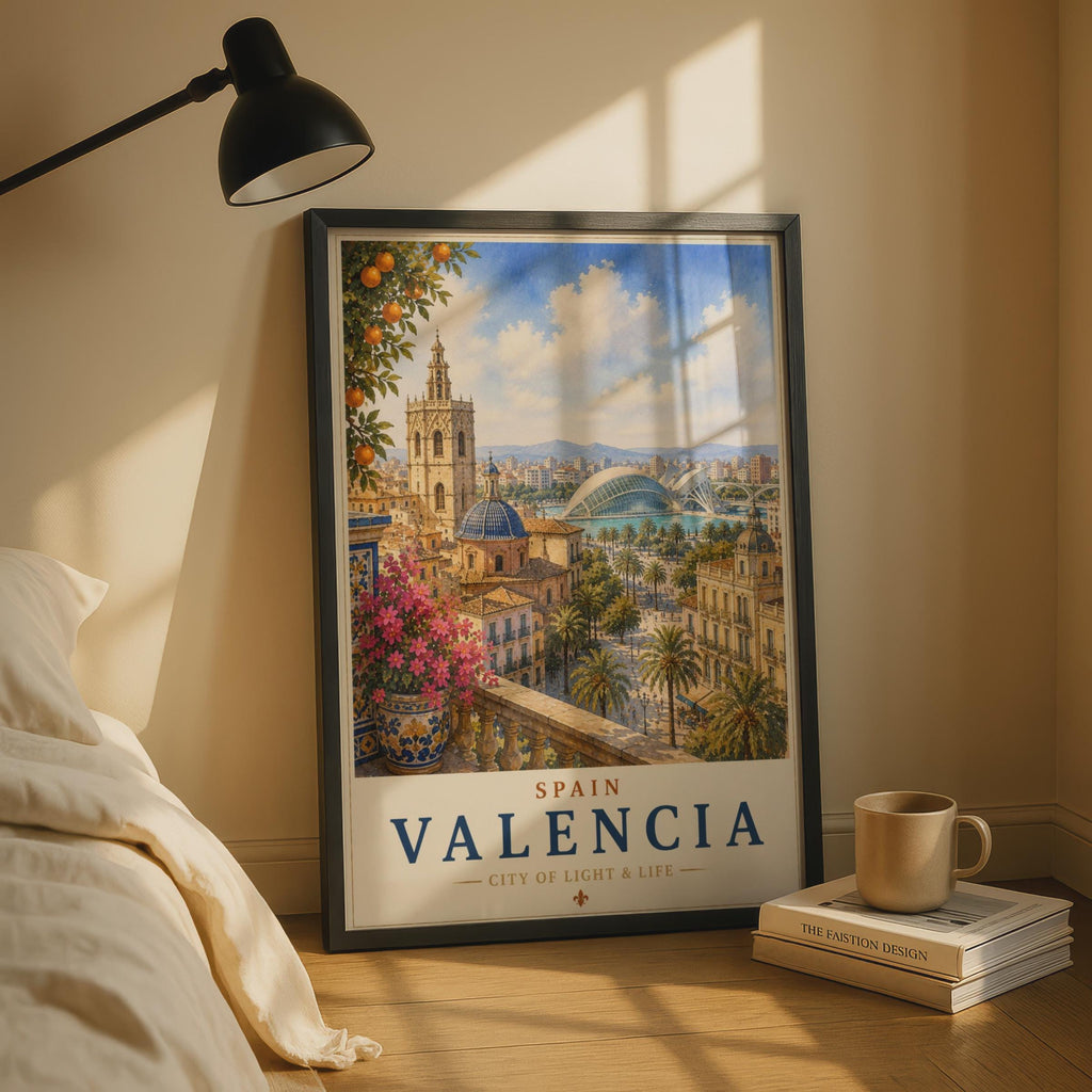 Valencia Spain Travel Poster, City of Arts Sciences Wall Art, Vintage Spanish City Print