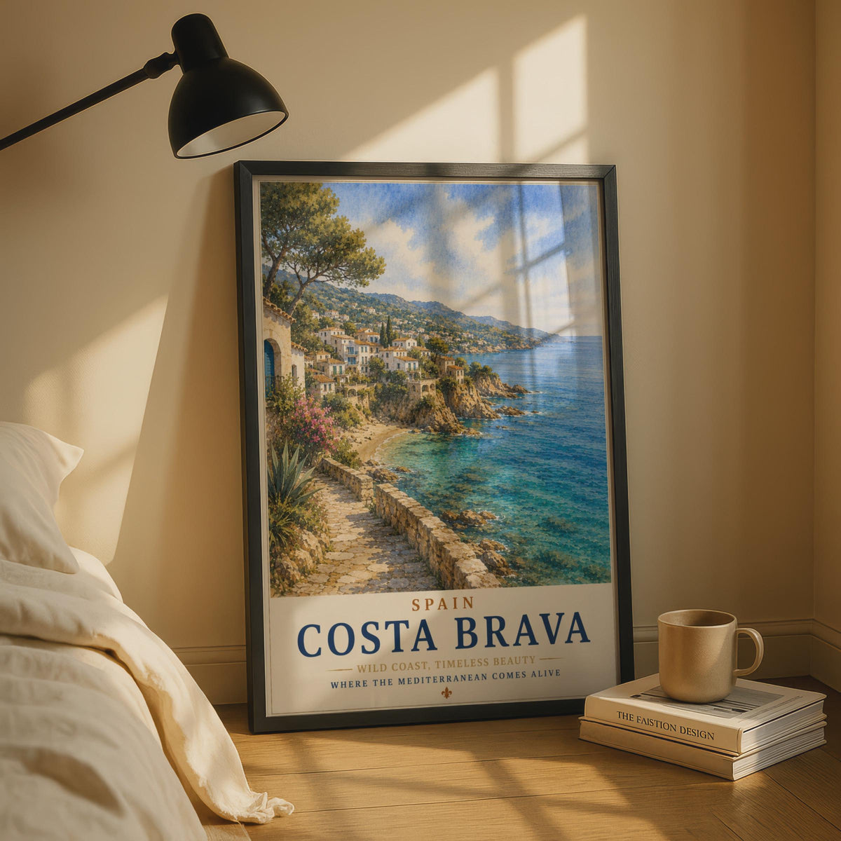 Costa Brava Spain Travel Poster, Mediterranean Coastal Wall Art, Vintage Style Print