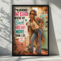 Funny Old Lady Back Goes Out Humour Poster, Sassy Grandma Boho Wall Art Gift