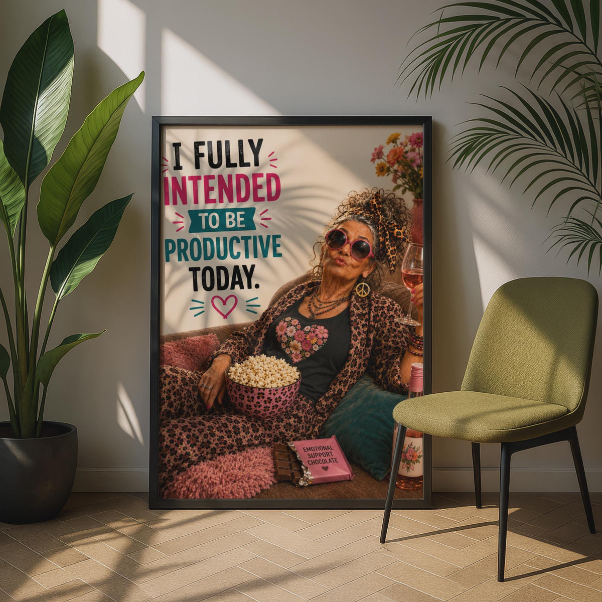 Funny Lazy Day Poster, Productive Today Humour Wall Art, Sassy Older Woman Gift Print