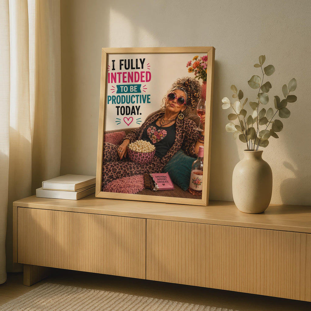 Funny Lazy Day Poster, Productive Today Humour Wall Art, Sassy Older Woman Gift Print