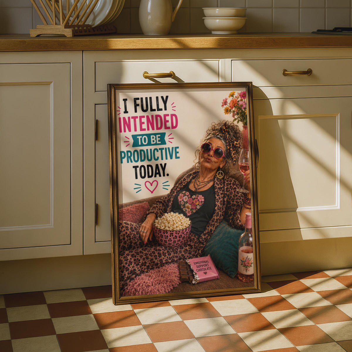 Funny Lazy Day Poster, Productive Today Humour Wall Art, Sassy Older Woman Gift Print