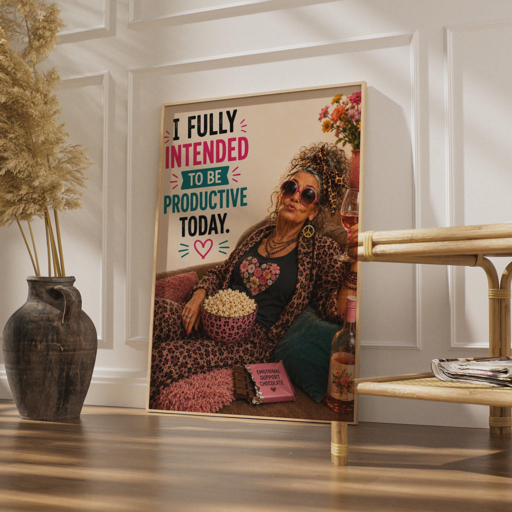 Funny Lazy Day Poster, Productive Today Humour Wall Art, Sassy Older Woman Gift Print