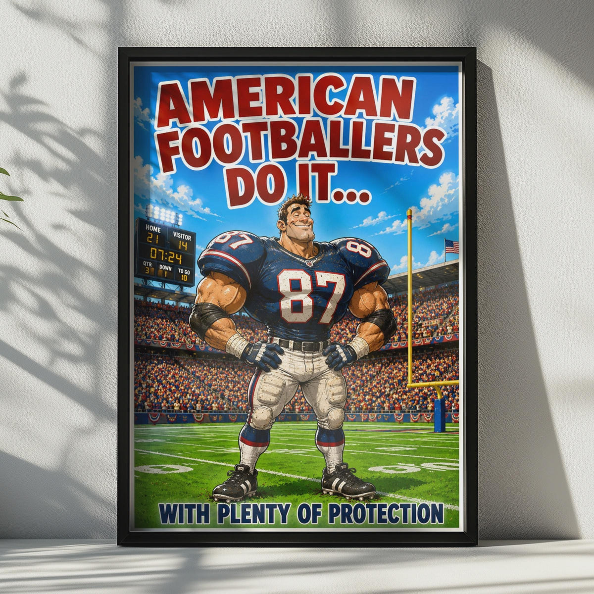American Football Funny Sports Poster, Humour  Wall Art, Comic Style Print
