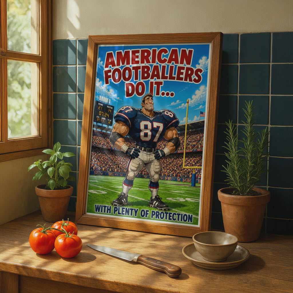 American Football Funny Sports Poster, Humour  Wall Art, Comic Style Print