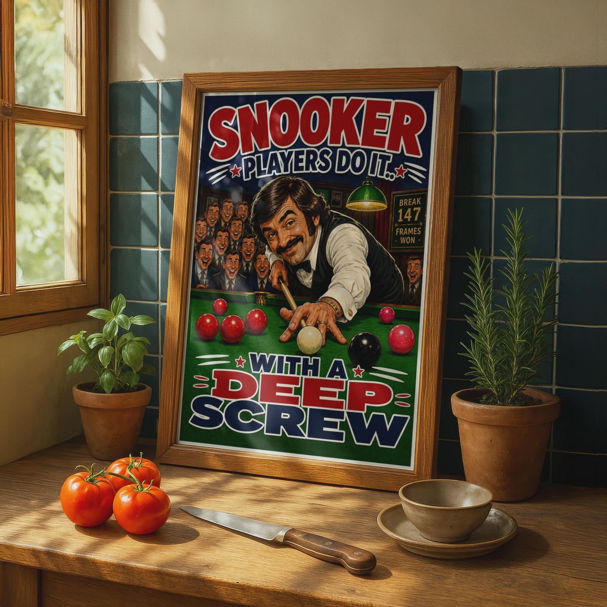 Snooker Players Do It With A Deep Screw, Funny Snooker Poster, Sports Wall Art