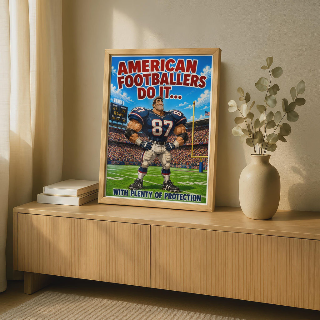 American Football Funny Sports Poster, Humour  Wall Art, Comic Style Print