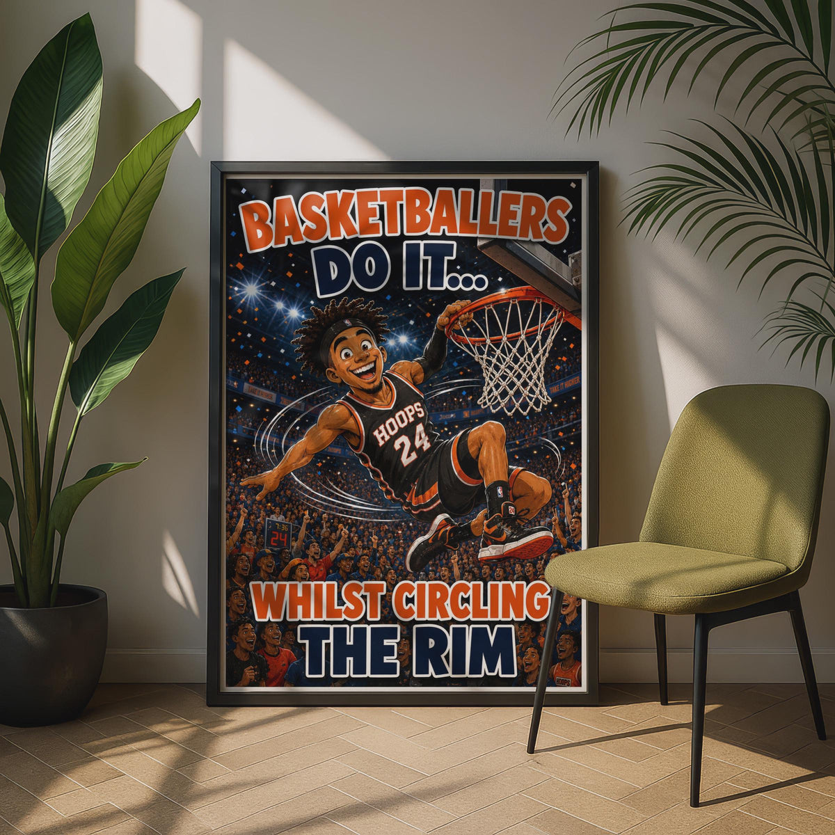 Funny Basketball Poster, Basketballers Do It Humour Gift, Comic Sports Wall Art