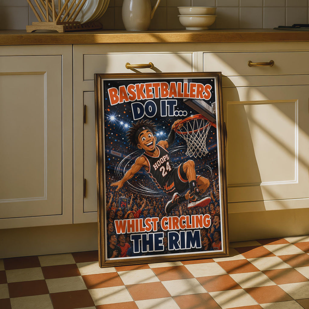Funny Basketball Poster, Basketballers Do It Humour Gift, Comic Sports Wall Art