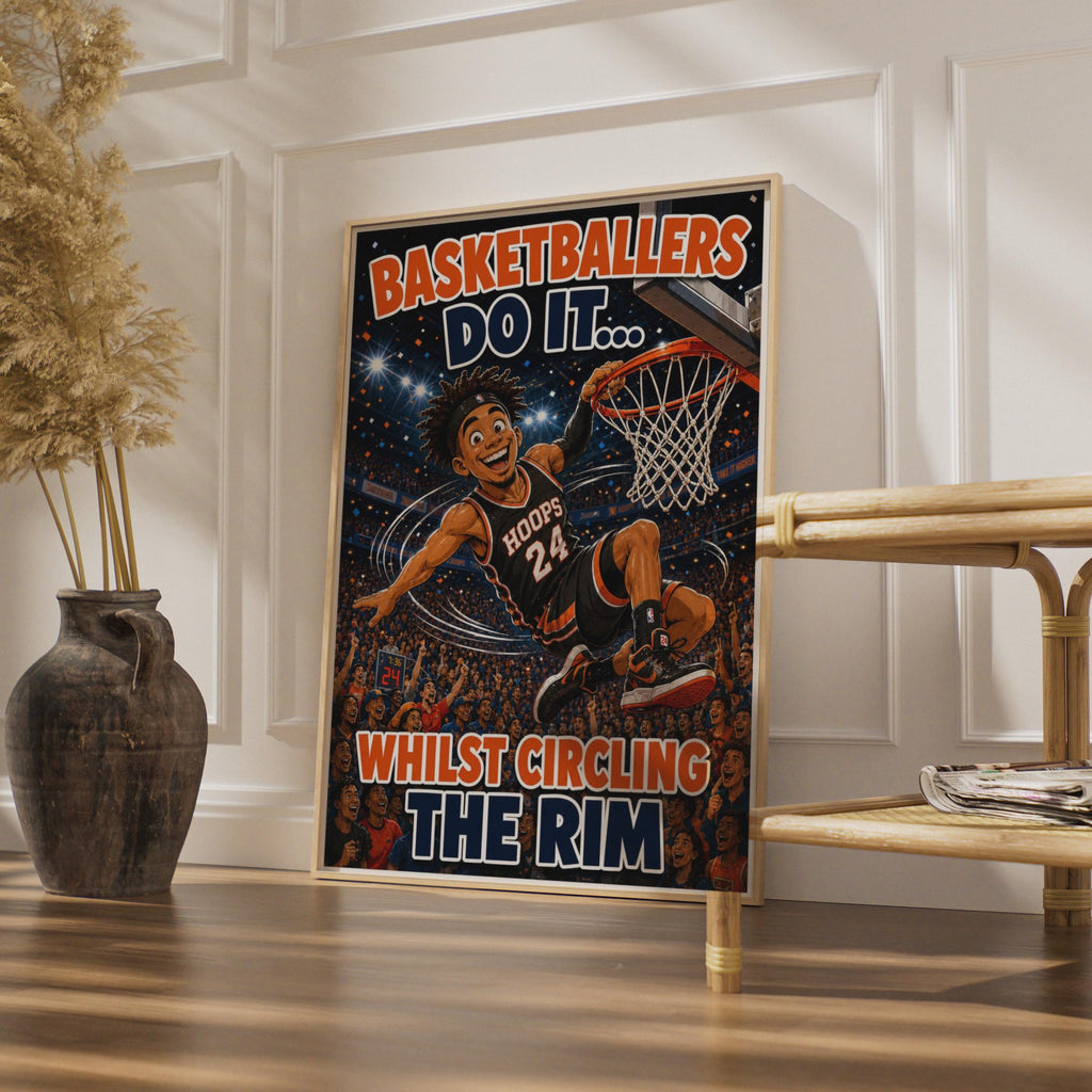 Funny Basketball Poster, Basketballers Do It Humour Gift, Comic Sports Wall Art