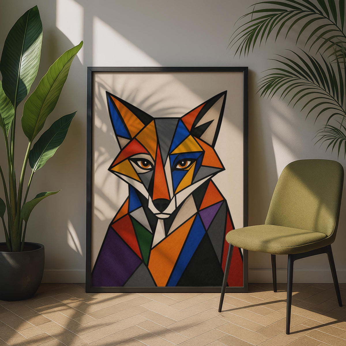 Geometric Fox Poster, Cubist Animal Wall Art, Colourful Abstract Fox Print, Modern Bold Decor