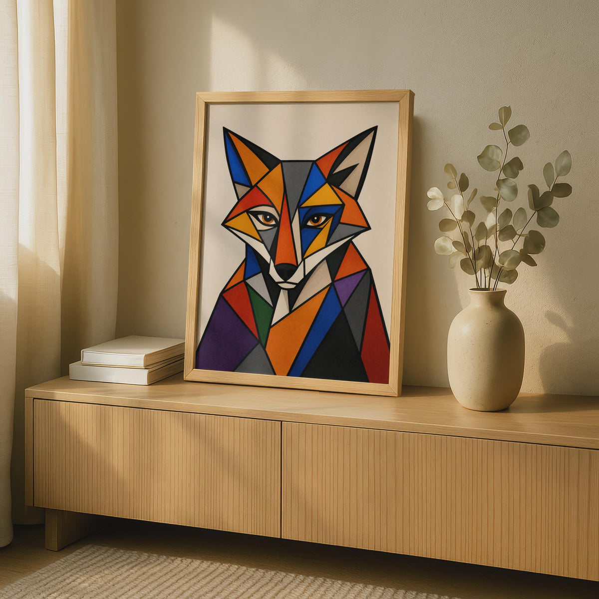 Geometric Fox Poster, Cubist Animal Wall Art, Colourful Abstract Fox Print, Modern Bold Decor