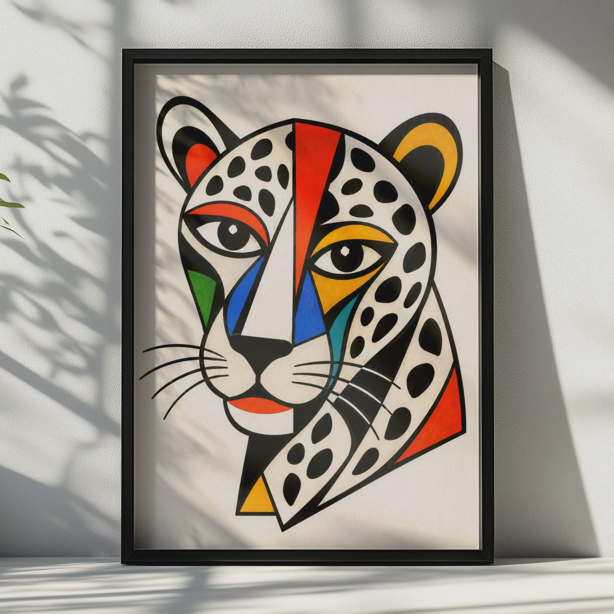 Cubist Leopard Poster, Bold Geometric Big Cat Wall Art, Colourful Abstract Animal Print