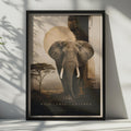 Elephant Safari Poster, Wild Free Untamed, African Wildlife Wall Art, Sepia Gold Nature Print