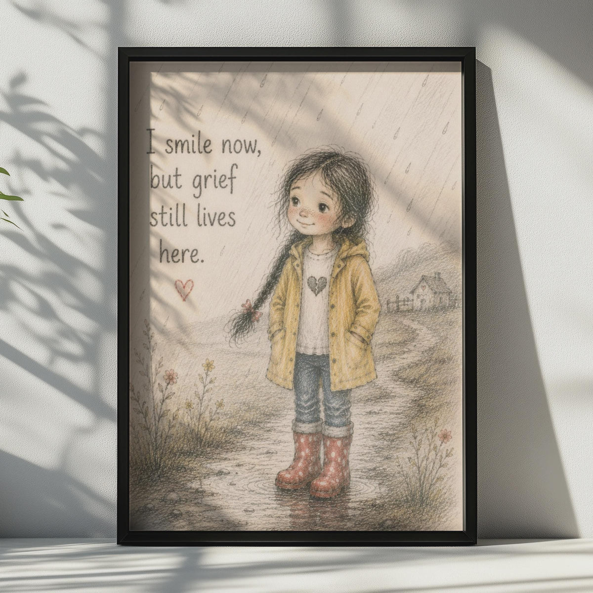 Grief Quote Poster, I Smile Now But Grief Still Lives Here, Emotional Wall Art