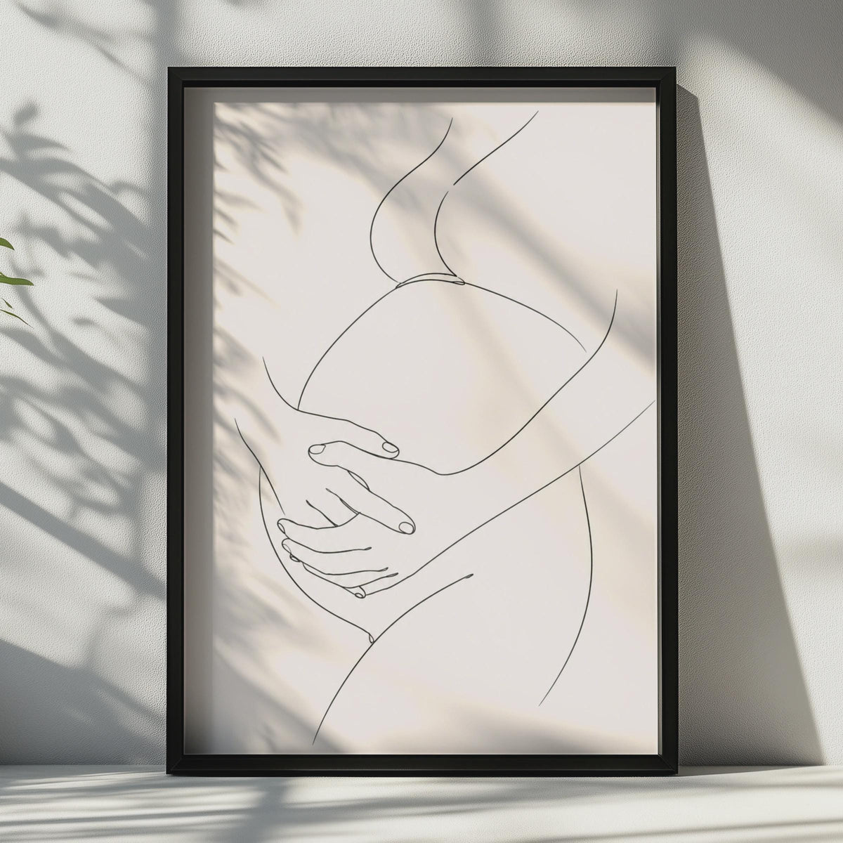 Couples Embrace Line Art Poster, Minimalist Body Figure, Beige Bedroom Wall Art Print
