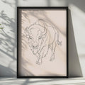 Bison Line Art Print, Minimalist Buffalo Wall, One Line Drawing, Boho Animal Poster